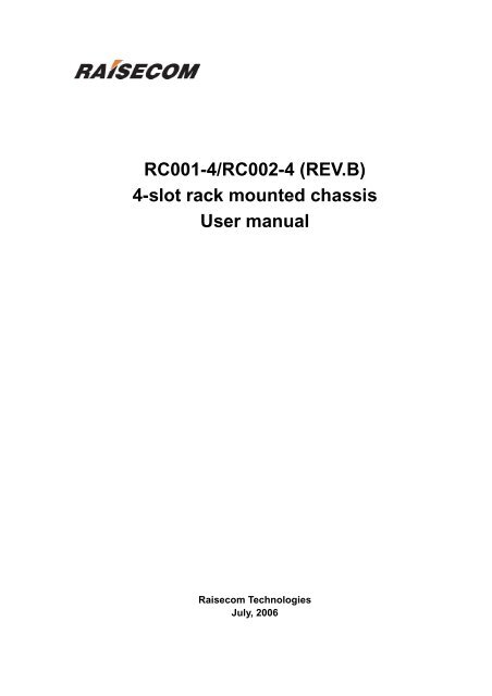 Revb Chassis RC001-4/RC002-4 (REV.B) 4-slot rack mounted chassis User manual