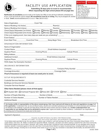 FACILITY USE APPLICATION - Lake Orion Community Schools