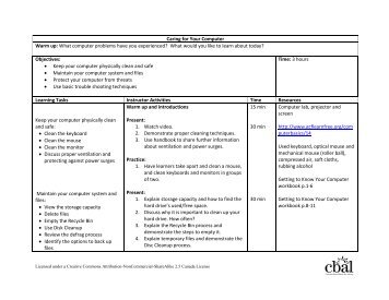 Caring for Your Computer lesson plan.