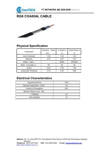 RG6 COAXIAL CABLE Physical Specification - CoreTECH
