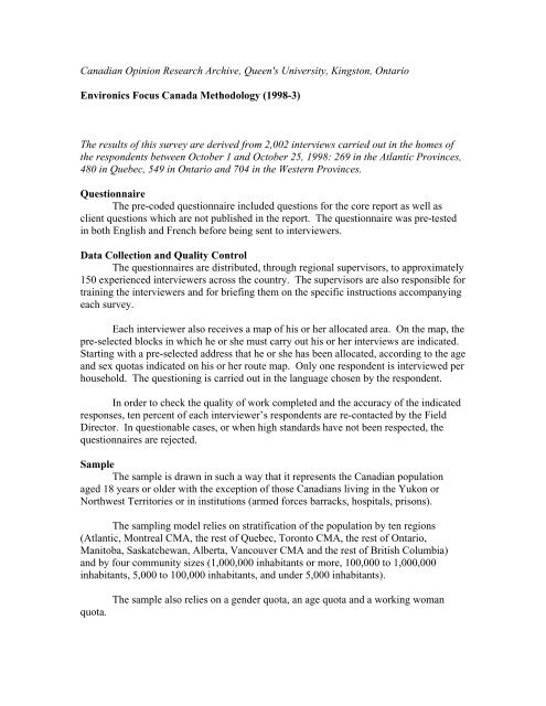 Methodology Canadian Opinion Research Archive