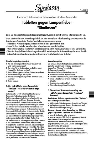 Tabletten gegen Lampenfieber "Similasan" - Wellselling.at