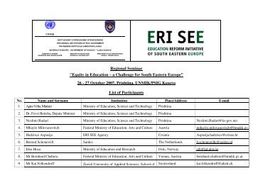 Regional Seminar "Equity in Education â a Challenge for ... - ERI SEE