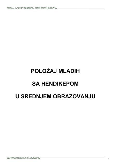 PoloÅ¾aj mladih sa hendikepom u srednjem obrazovanju - UdruÅ¾enje ...