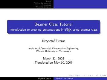 Beamer Class Tutorial - Introduction to creating presentations in ...