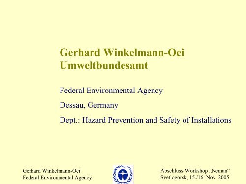 Gerhard Winkelmann-Oei Umweltbundesamt - IABG