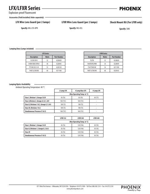 Specification Sheet - Phoenix Products