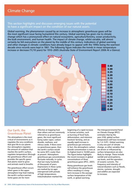 State of the Environment Report for the City of Blue Mountains