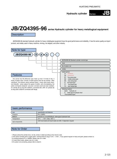 HUATONG Catalogue Part2: Actuator Components pneumatic hydraulic ENGLISH