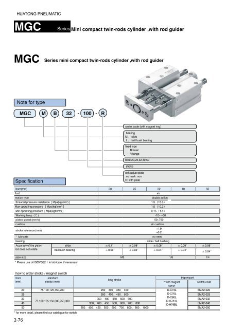 HUATONG Catalogue Part2: Actuator Components pneumatic hydraulic ENGLISH