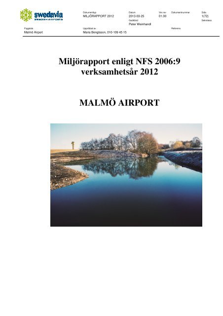 MiljÃ¶rapport MalmÃ¶ Airport 2012 - Swedavia