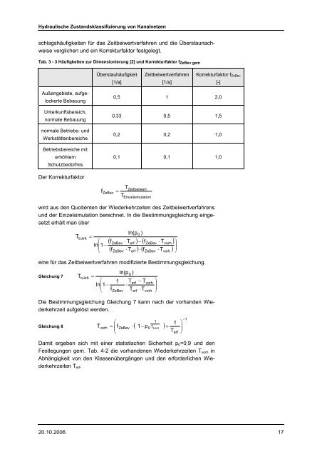 Hydraulische Zustandsklassifizierung von Kanalnetzen