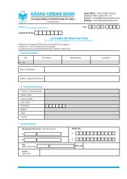 Customer Information Form - Karad Urban Co-operative Bank