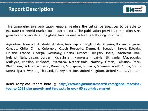 BMR : Machine Tool Market to 2018 - Size, Growth, and Forecast