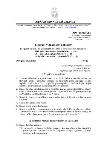 Lubānas vidusskolas nolikums - Lubānas novads