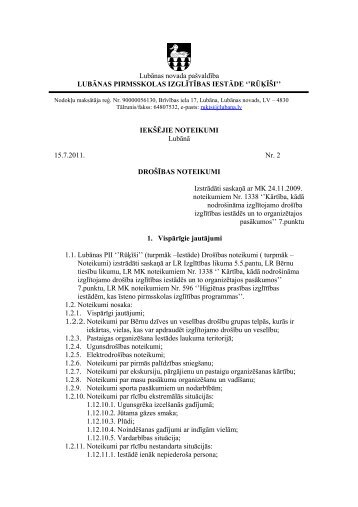 Drošības noteikumi - Lubānas novads