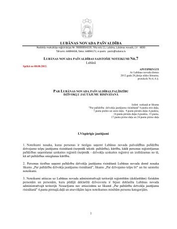 Par Lubānas novada pašvaldības palīdzību ... - Lubānas novads