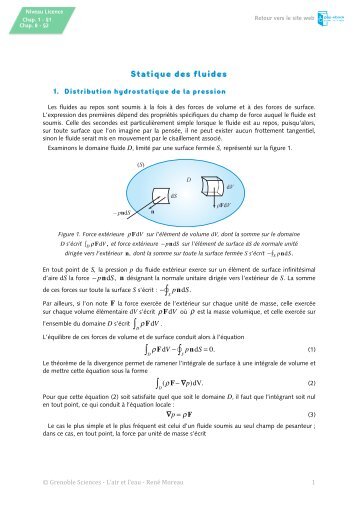 Statique des fluides - Grenoble Sciences