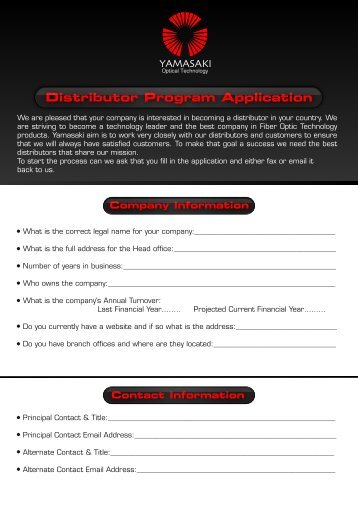 Distributor Program Application - yamasakiot.com