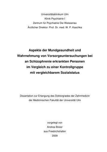 Aspekte der Mundgesundheit und Wahrnehmung ... - forschung-bw.de