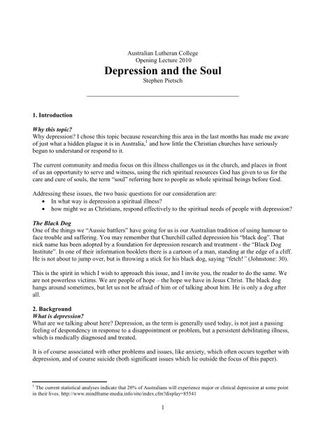 Depression and the Soul Pietsch