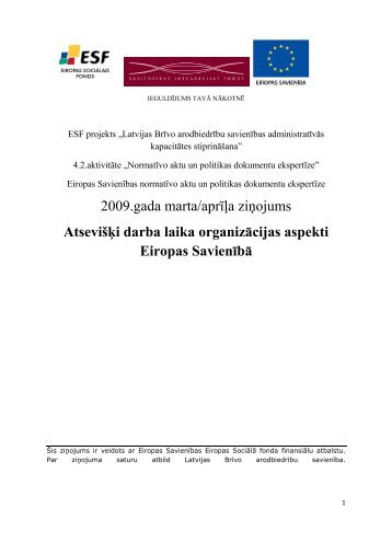 AtseviÅ¡Ä·i darba laika organizÄcijas aspekti Eiropas SavienÄ«bÄ