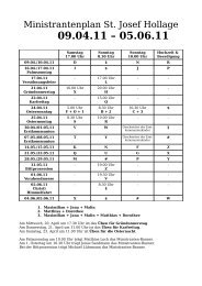 Messdienerplan 09.04.11 - Ministranten St. Josef Hollage