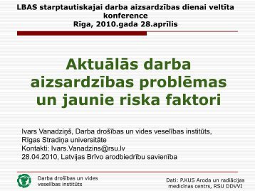 AktuÄlÄs darba aizsardzÄ«bas problÄmas un jaunie riska faktori