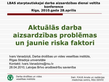 AktuÄlÄs darba aizsardzÄ«bas problÄmas un jaunie riska faktori