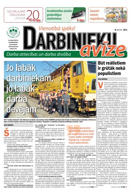 Darbinieku avÄ«ze Nr. 19 - Latvijas BrÄ«vo ArodbiedrÄ«bu SavienÄ«ba