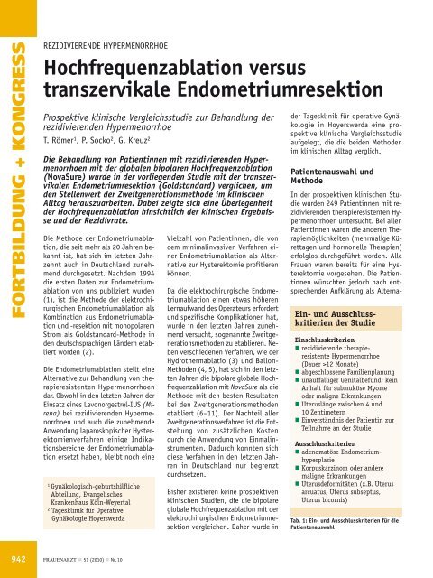 Hochfrequenzablation versus trans zervikale Endometriumresektion
