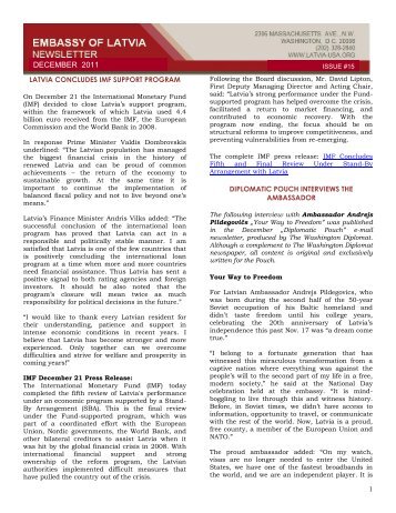 Embassy of Latvia newsletter - December 2011