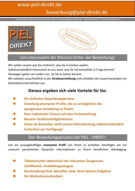 www.piel-direkt.de bewerbung@piel-direkt.de