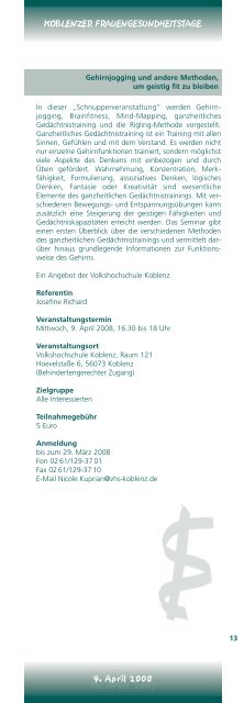 KOBLENZER FRAUEN GESUNDHEITS TAGE