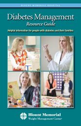 Diabetes Management Resource Guide - Blount Memorial Hospital