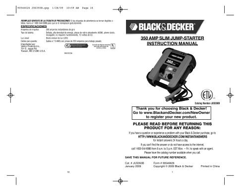 Black & Decker 350 Amp Jump Starter