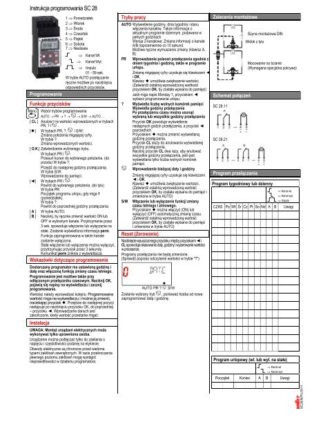 Instrukcja programowania SC 28