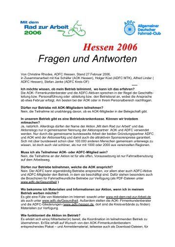 Hessen 2006 Fragen und Antworten - ADFC Hessen