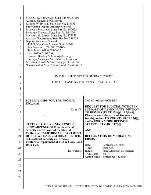 Request for Judicial Notice in Support of Defendant's Motion to ...