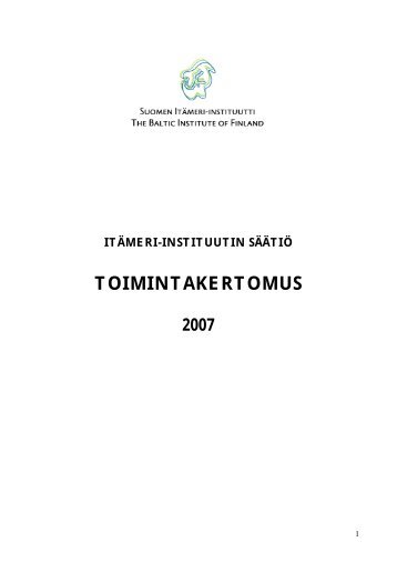 TOIMINTAKERTOMUS - The Baltic Institute of Finland