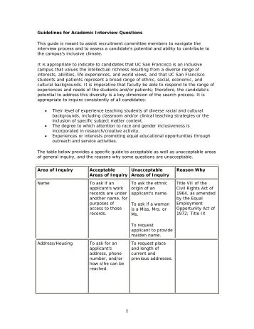 Guidelines for Academic Interview Questions This ... - Academic Affairs