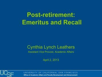 Post-retirement: Emeritus and Recall - Academic Affairs