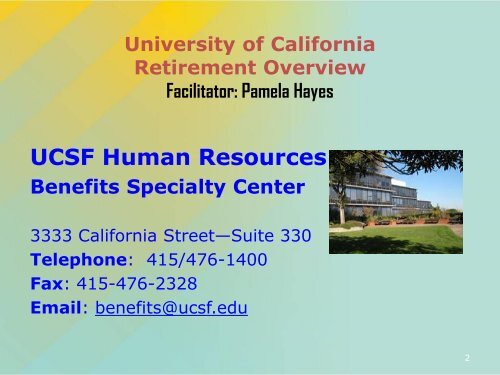 2013 UCRP Faculty Pre-Retirement Workshop ... - Academic Affairs