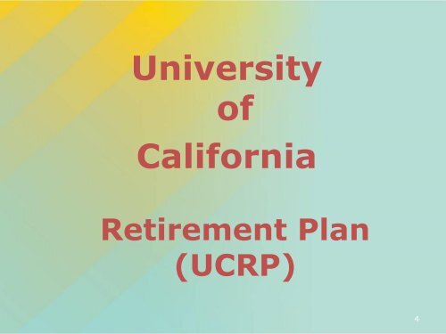 2013 UCRP Faculty Pre-Retirement Workshop ... - Academic Affairs