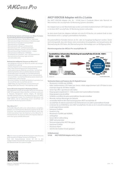 AKCP IODCRJ8 Adapter für securityProbe IT Überwachungsgeräte im Distributionsvertrieb von Didactum