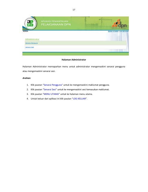 MANUAL PENTADBIR (pdf) - aplikasi pemantauan pelaksanaan dpn