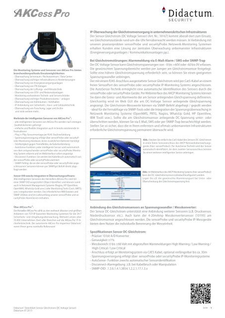 DC Gleichstrom Sensor für sensorProbe und securityProbe Fernüberwachungssysteme