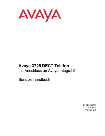 Avaya 3725 DECT Telefon - Avaya Bedienungsanleitungen ...