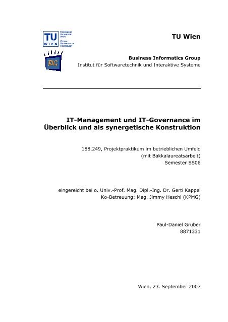 Paul-Daniel Gruber: IT-Management und IT-Governance ... - heschl.at