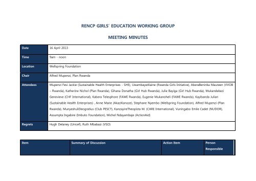 RENCP GEWG Meeting Minutes April 16, 2013 - Rwanda Education ...